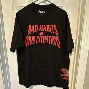 VLONE x Nav Bad Habits Good Intentions Mens Black Size XLarge